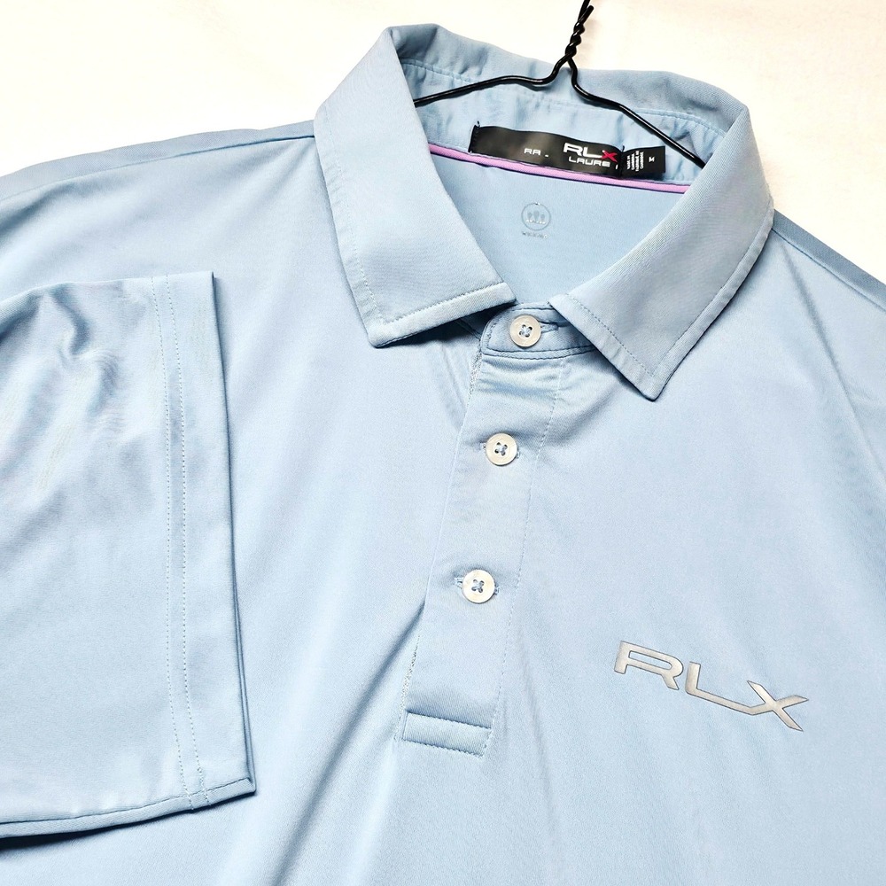 Ralph Lauren RLX Polo Shirt Men's Medium Blue Short Sleeve Performance Stretch